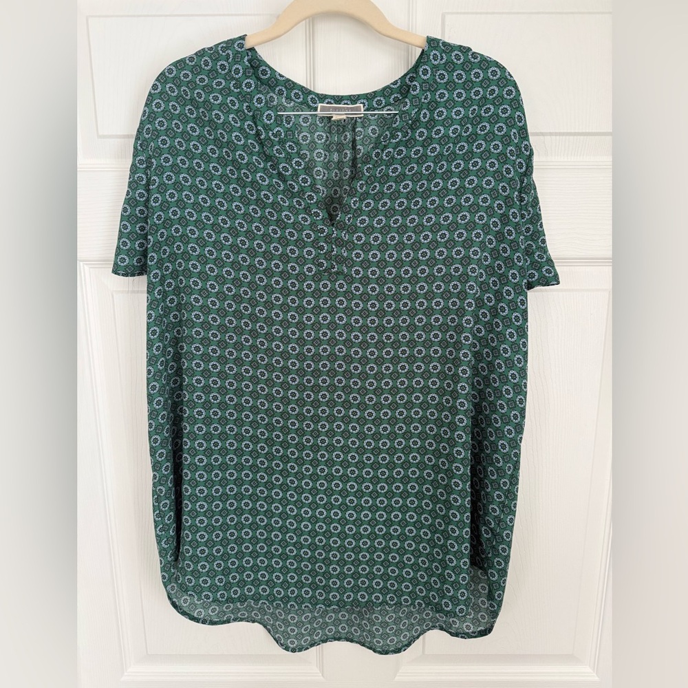 Pleione Teal Patterned Blouse L